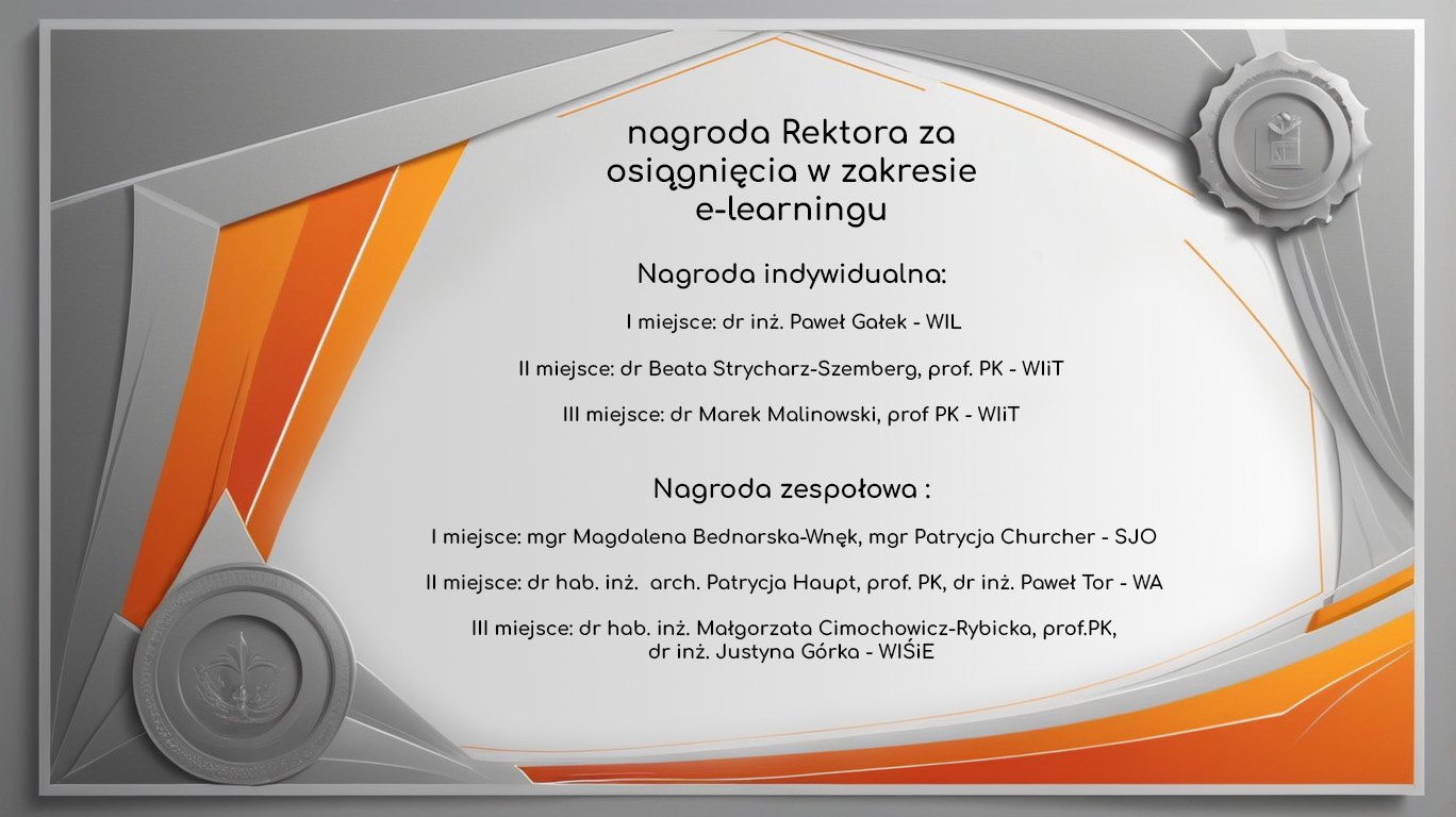 Laureaci nagrody Rektora za osiągnięcia w zakresie e-learningu
